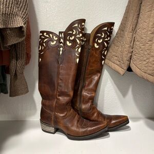 Ariat Hacienda Brown and Cream Heeled Boots
